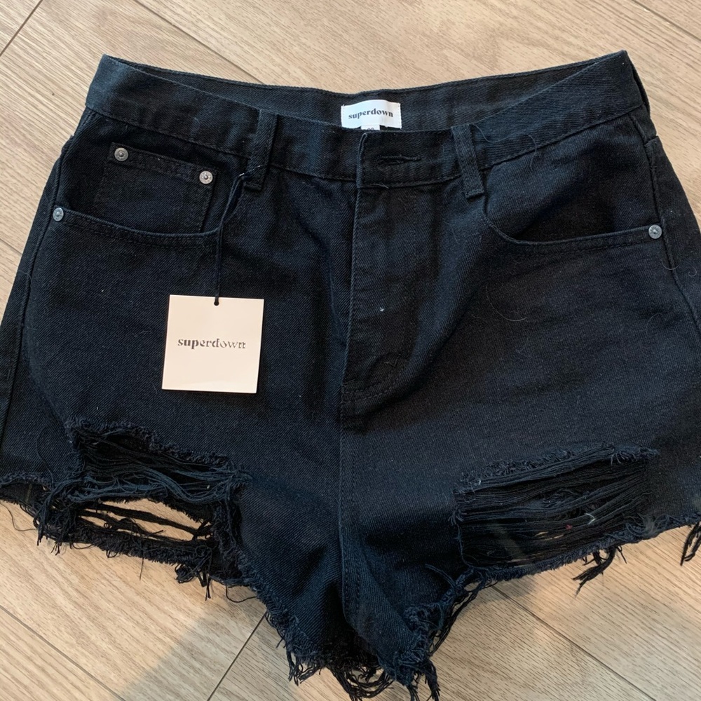 Superdown Black High Waisted shorts